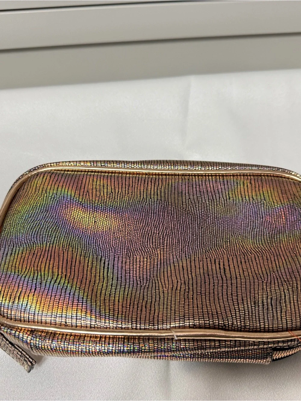 NEW BoxyCharm Iridescent Rose Gold Makeup Bag